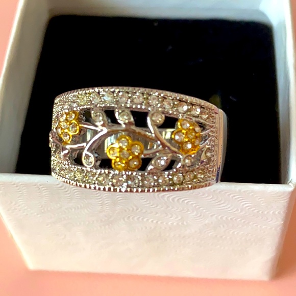 Jewelry - Size 9 silver plated ring with exquisite detail